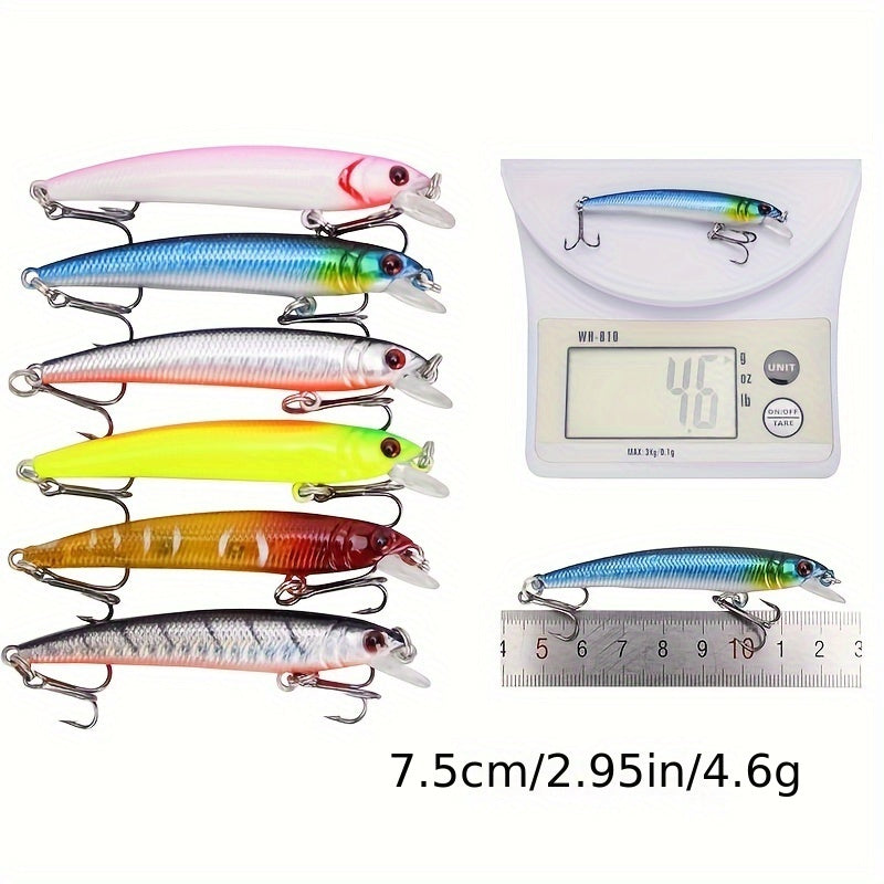 43-Piece Minnow Fishing Lures Set, Durable Plastic Crank Baits for Freshwater and Saltwater Angling, Artificial Bait Selection for Fishing Tackle