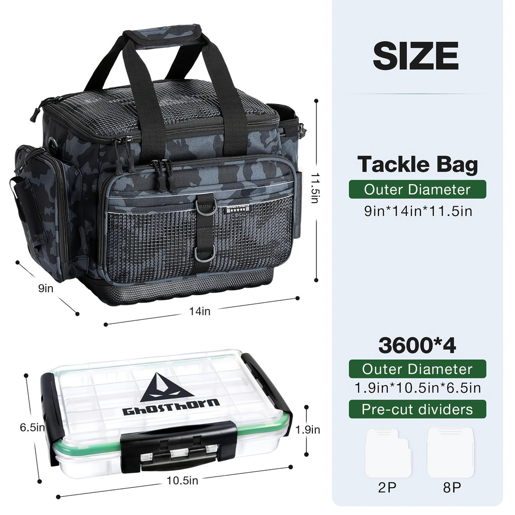 3600 Fishing Tackle Box 4-Pack by Ghosthorn, Plastic Lure Storage Trays with Removable Dividers for Organized Fishing Gear and Angler Gifts