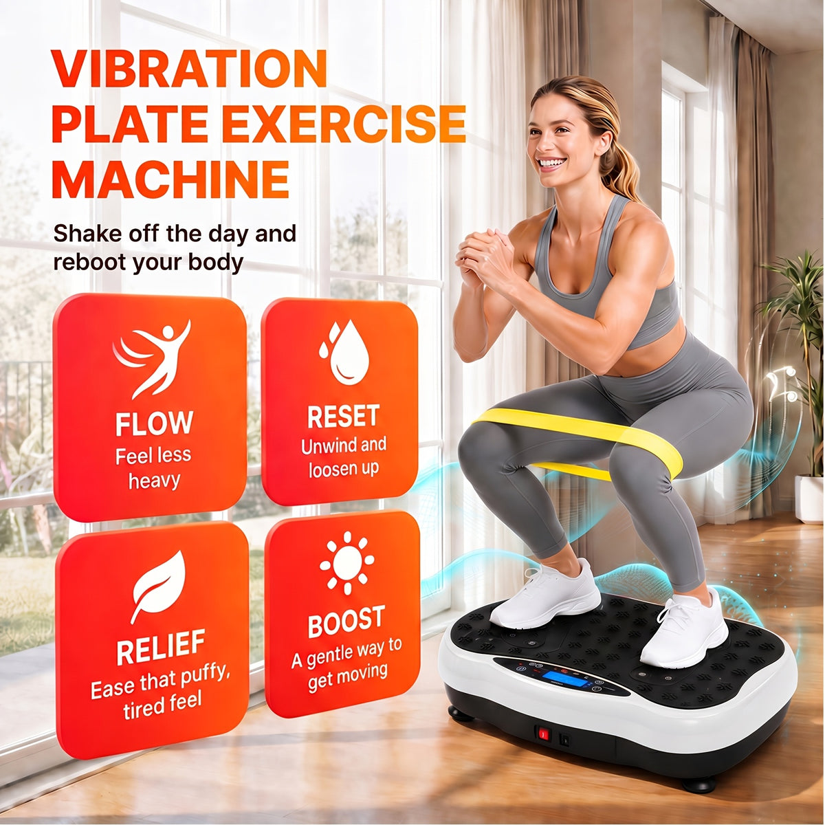 200W Vibration Plate Exercise Machine for Home Gym, 9 Programs and 100 Speed Levels with Remote, Compact Fitness Platform Rated to 330 lb