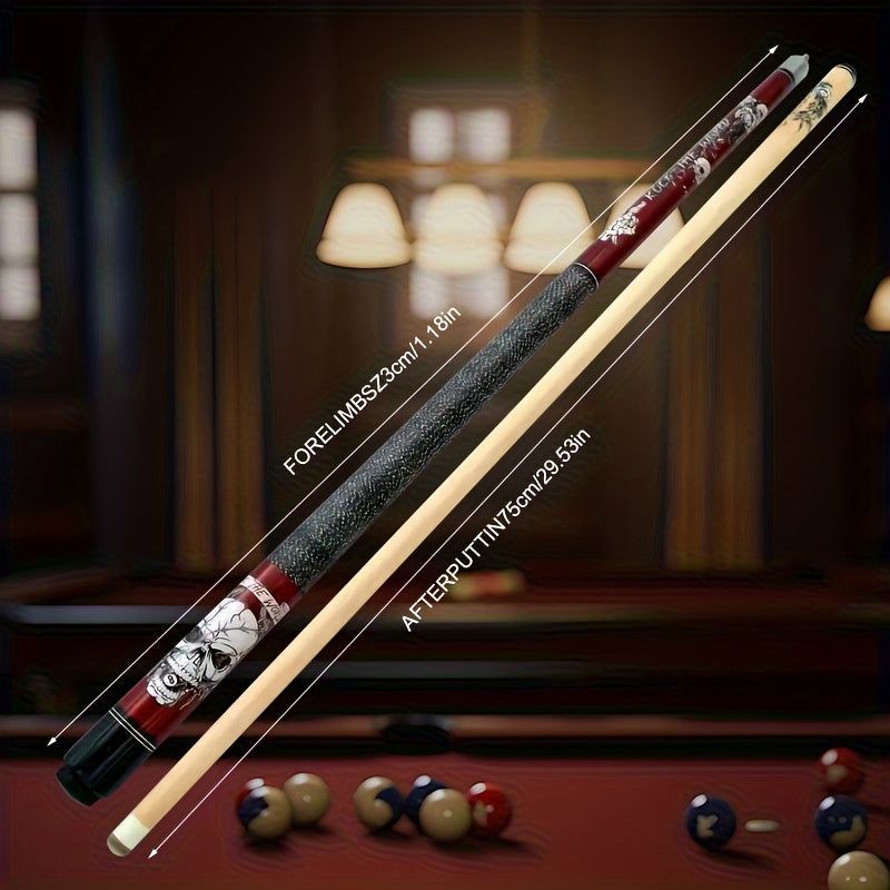 Maple Snooker Cue 58-Inch 20oz with Skull Theme, Accessory-Included Options for Men and Women, Game Room Gear and Christmas Gift Ideas