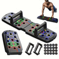 Folding Push-Up Board in Black, Portable Floor Exercise Equipment with Push-Up Handles for Chest and Core Strength Training at Home