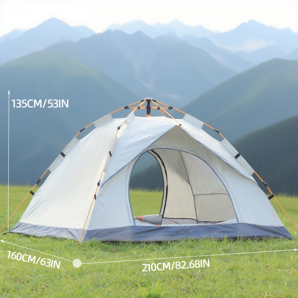 4-Person Pop-Up Camping Tent with Insect Net and Zipper Closure, Automatic Outdoor Sunshade Shelter in White and Green Color Options
