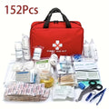 152-Piece First Aid Kit in Red, Compact Emergency Preparedness Set with Listed Waterproof Design for Home, Office and Vehicle Supply Storage