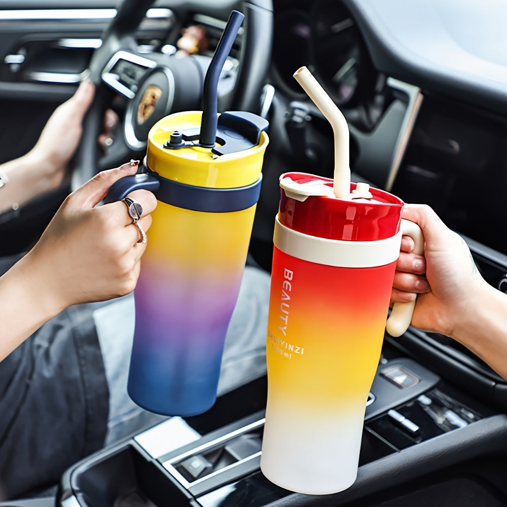 Three-Size Water Bottle Set, 46 oz 27 oz and 9.5 oz Travel Drink Containers with Listed Straw Lid and Handle for Fitness, Outdoor Days and Daily Carry