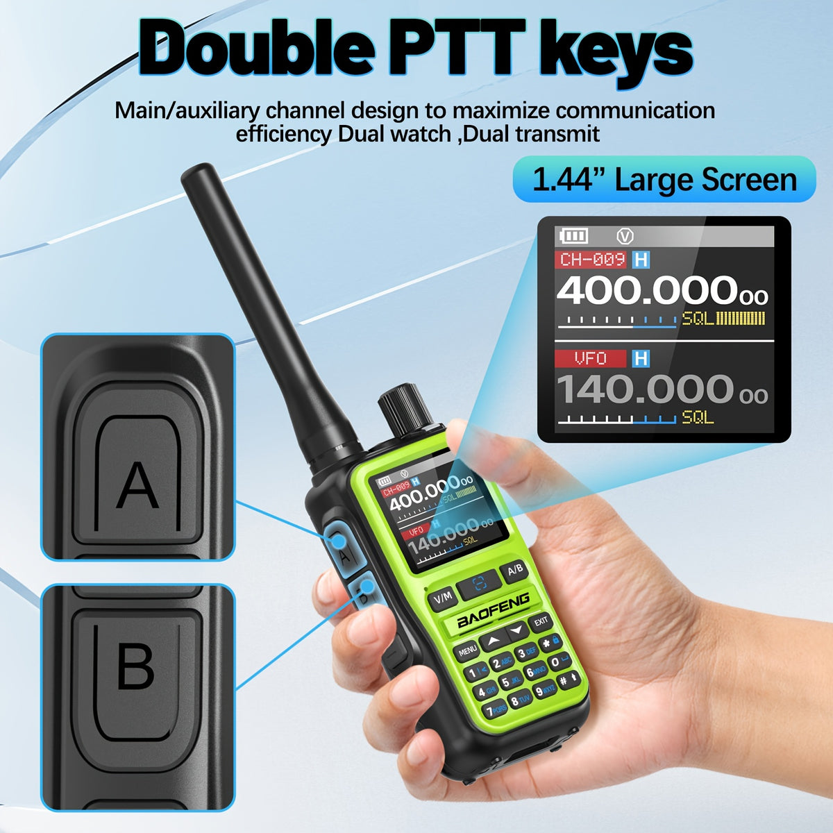 Dual PTT Ham Radio 2-Pack, Baofeng UV-5RMini VHF/UHF Two-Way Radios with NOAA Weather Reception, 999 Channels and USB-C Charging for Emergency Preparedness