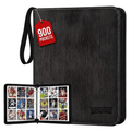 Trading Card Binder with 900 Pockets, Zippered PU Leather Album with 50 Removable Double-Sided Pages for MTG, Baseball and Sports Card Storage