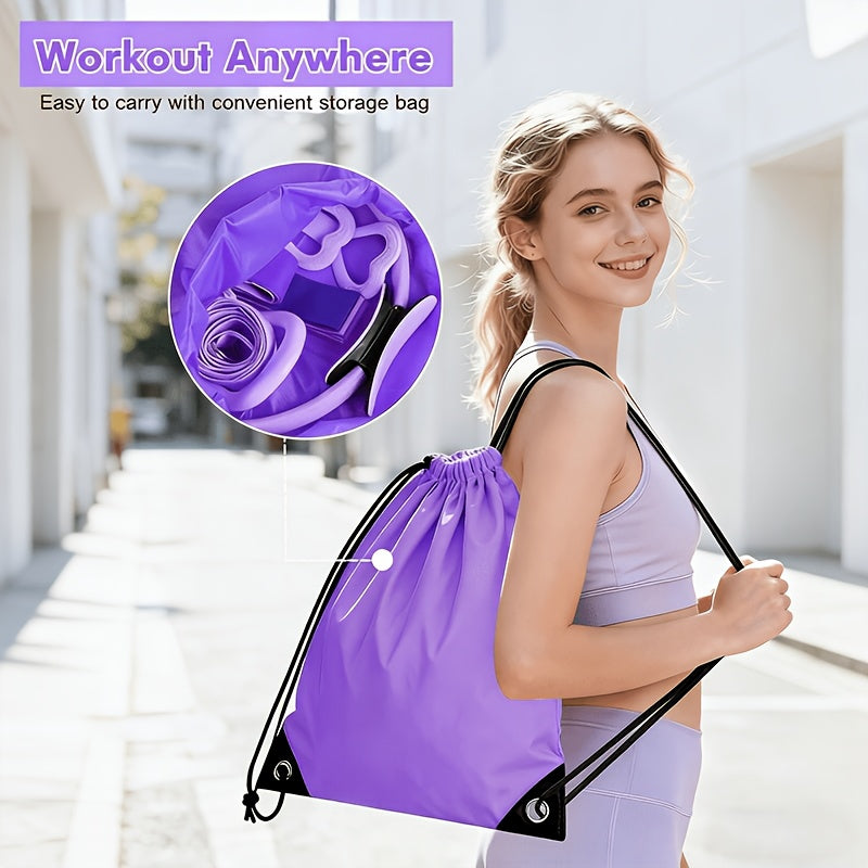 16-Piece Pilates Set with Exercise Ring, Yoga Ball, Resistance Bands, Stretching Strap and Storage Bag for Home Workouts in Purple or Pink