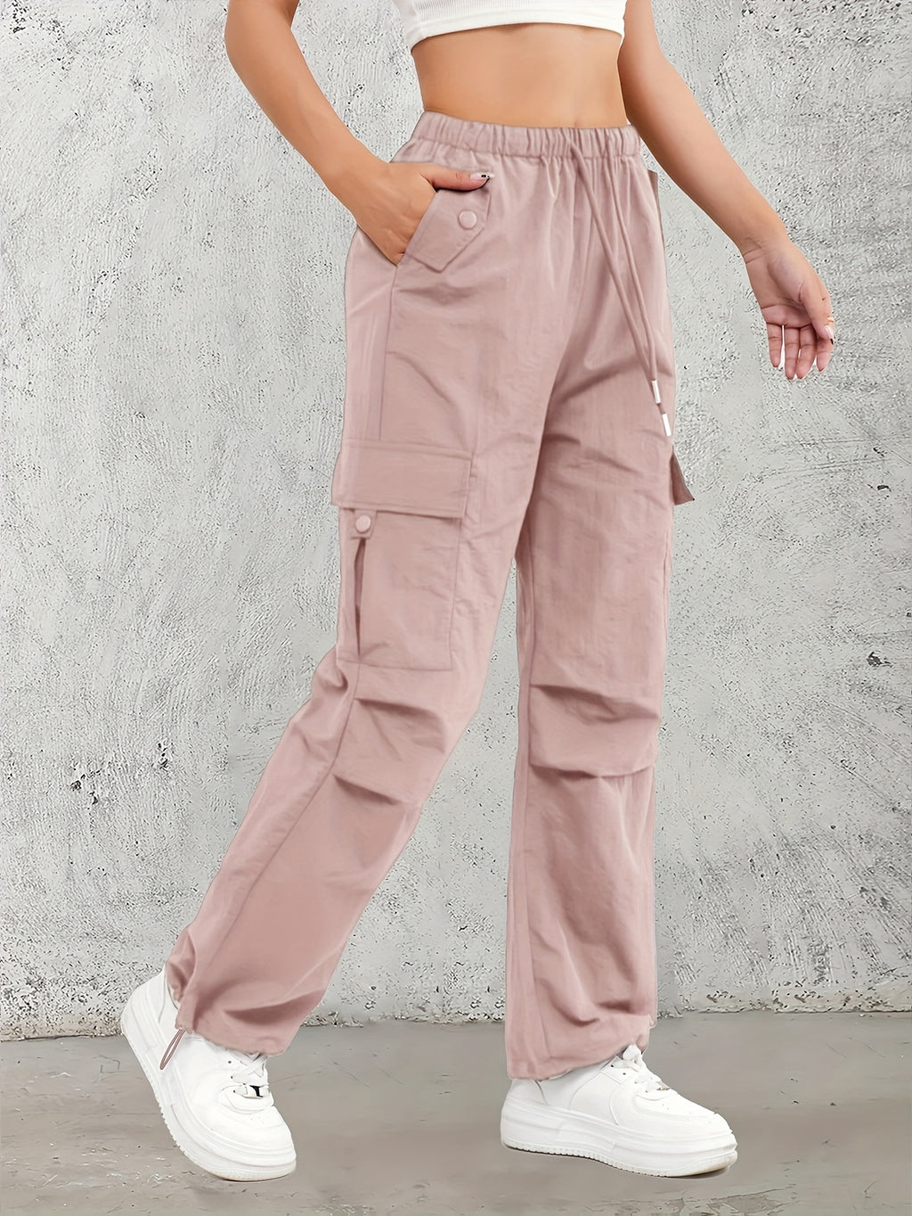 High-Waisted Work Pants for Women 3-Pack with Elastic Drawstring Waist and Multiple Pockets, Lightweight Breathable Casual Trousers in Color Sets, S–XXL