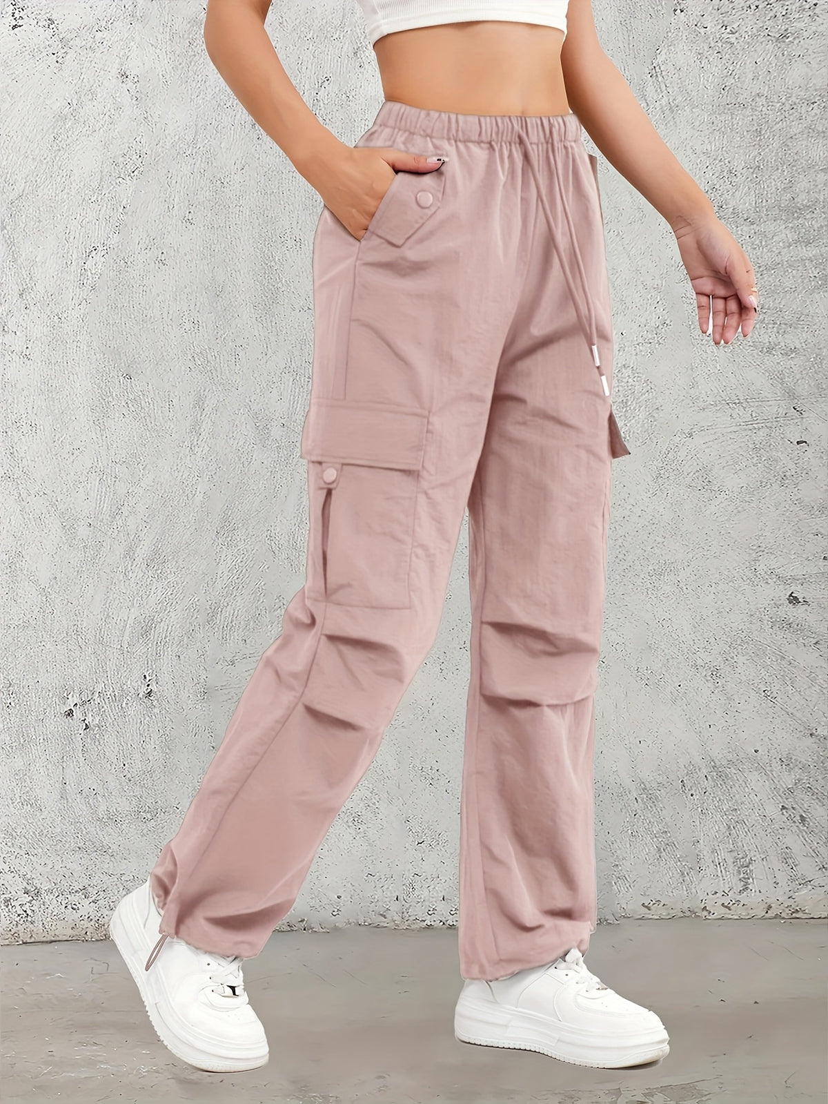 High-Waisted Work Pants for Women 3-Pack with Elastic Drawstring Waist and Multiple Pockets, Lightweight Breathable Casual Trousers in Color Sets, S–XXL