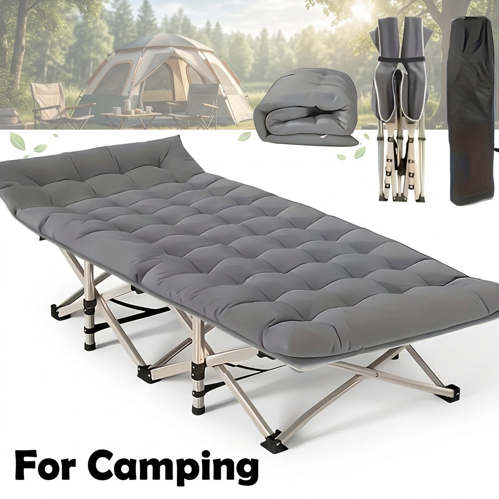 Adult Outdoor Camping Cot, 75-Inch Portable Folding Bed with Carry Bag, Gray 450, 500 and 600 lb Options Plus No-Pad Variants for Campsite Rest