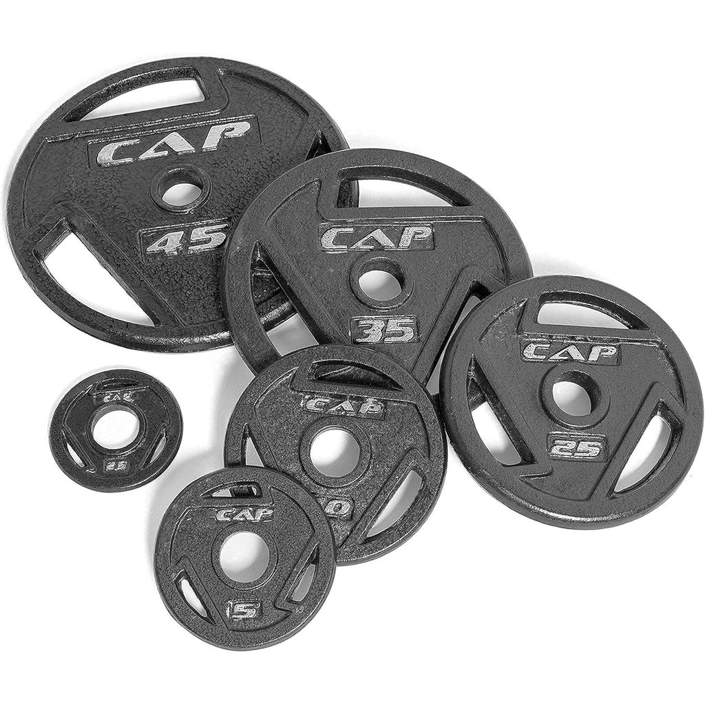 2.5 lb Cast Iron Weight Plates 6-Pack by CAPHAUS, Black 2-Inch Grip Plates for Compatible Bars, Home Gym Strength Training and Resistance Workouts