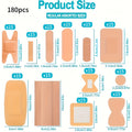 Fingertip and Knuckle Bandages 180 Count, Breathable PE Adhesive Bandage Assortment in 12 Sizes with Small Spot Shapes for Home and Travel First Aid