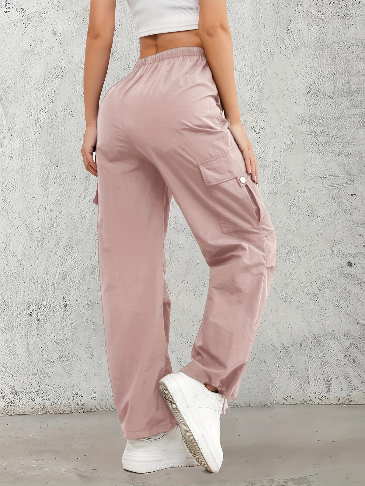 High-Waisted Work Pants for Women 3-Pack with Elastic Drawstring Waist and Multiple Pockets, Lightweight Breathable Casual Trousers in Color Sets, S–XXL