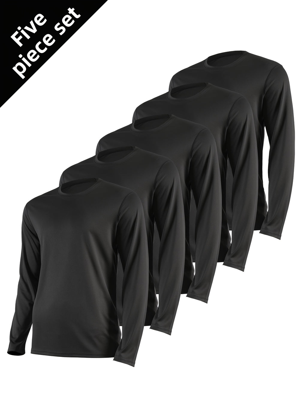 Regular-Fit Long Sleeve Workout Shirts for Men 5-Pack, Quick-Dry Breathable Moisture-Wicking T-Shirts in Mixed Colors for Running and Gym Training