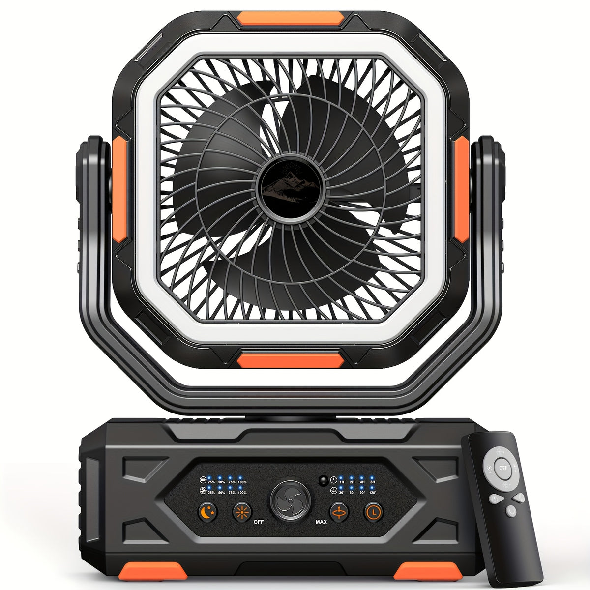 Pink Camping Fan and Lantern with Remote Control, Four Speeds, 45°/90° Oscillation and Timer, Rechargeable Tent Cooling with 20000mAh Option