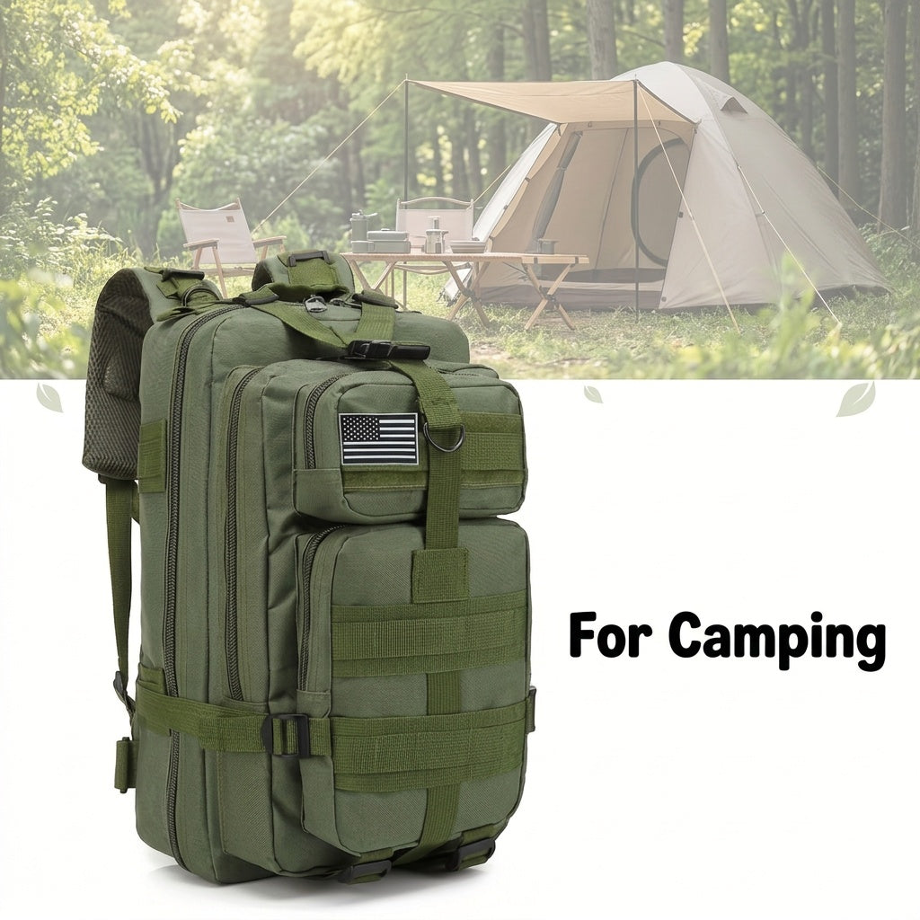 3P Off-Road Outdoor Backpack for Day Hikes and Travel, Black, Army Green or Khaki