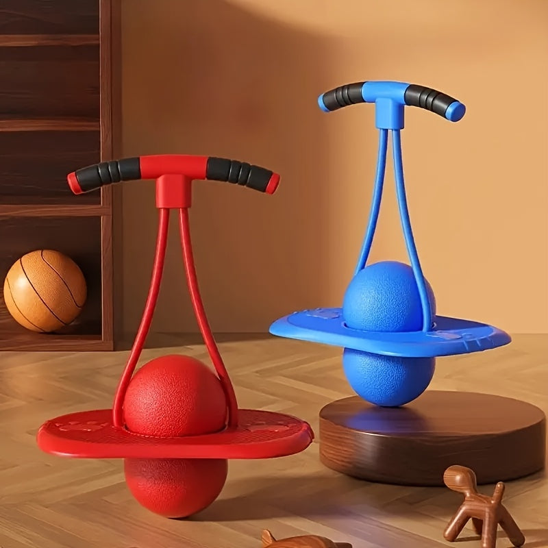 Fitness Bounce Ball with Flexible Handle, High-Elasticity Battery-Free Exercise Equipment for Outdoor Fun in Purple, Red or Blue