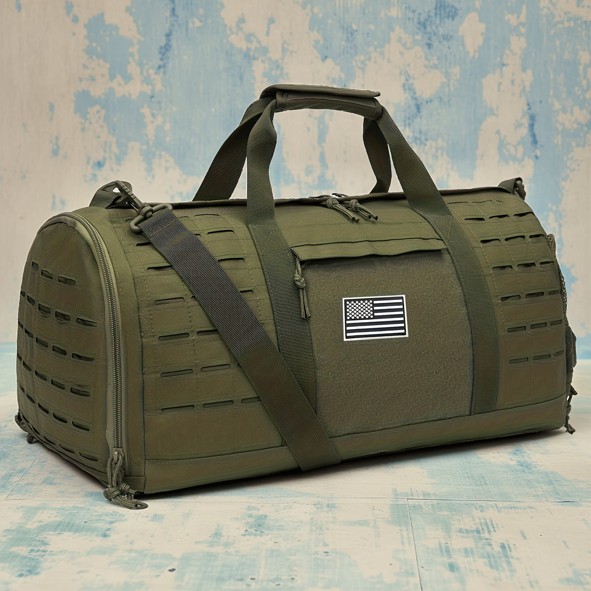40L Tactical Duffel Bag with Shoe Compartment and MOLLE, Heavy-Duty Gym Weekender for Men's Sports Gear, Work and Outdoor Camping Travel