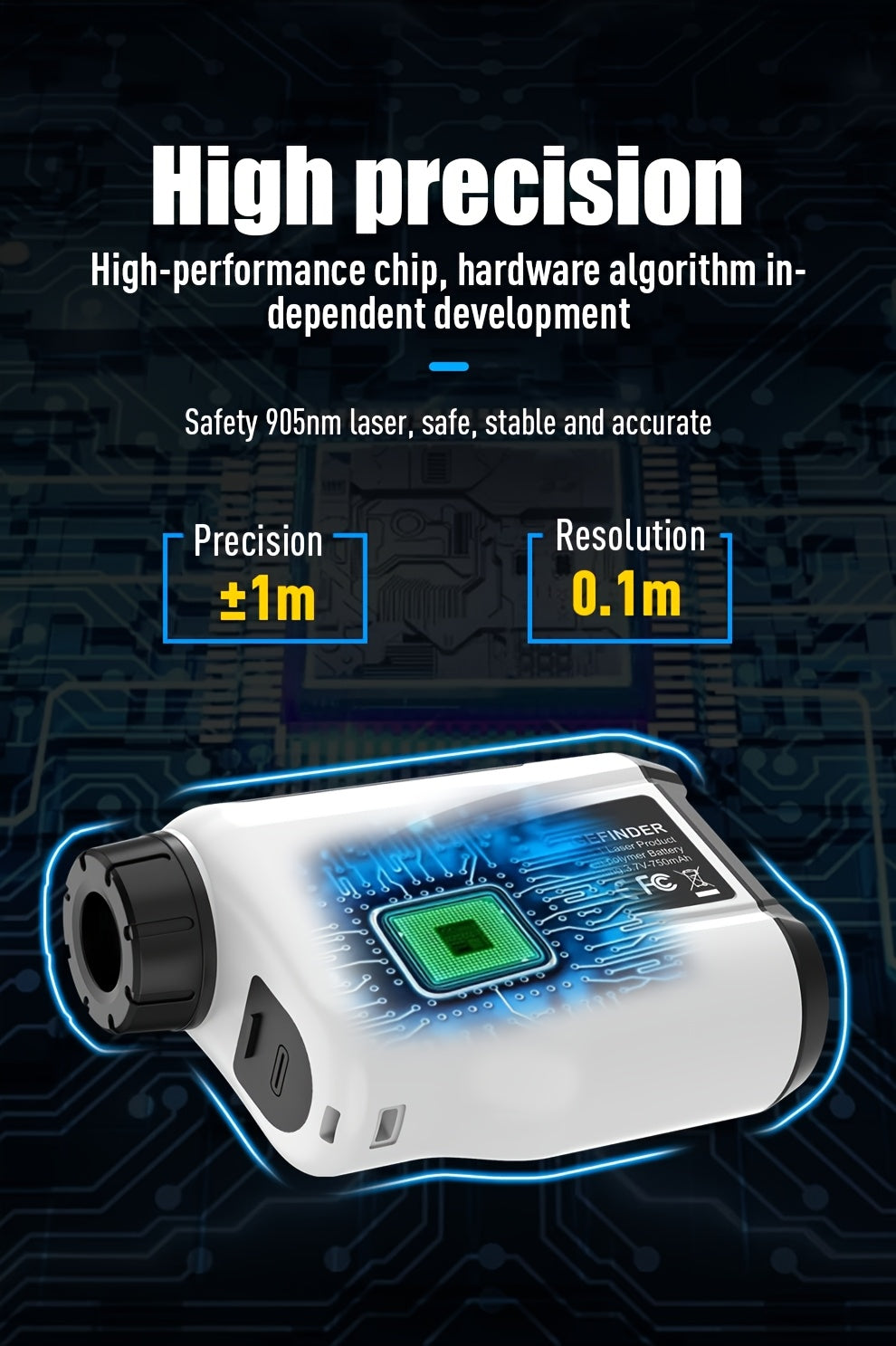 1200-Yard Golf Rangefinder LAB12 with 6.5x Magnification, Slope Compensation and Flag Lock, White USB Rechargeable Outdoor Accessory