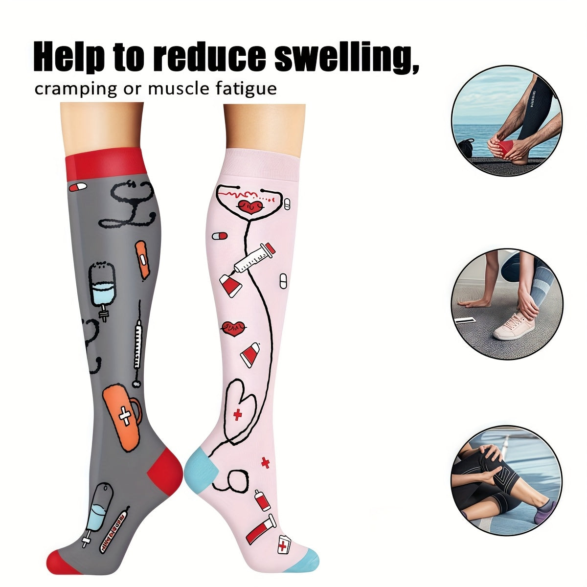 6 Pairs Unisex Mid-Calf Compression-Style Sports Socks