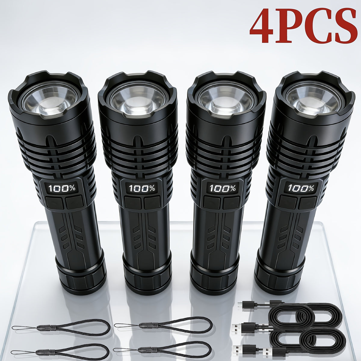 4-Pack LED Flashlights, Mini Aluminum or Digital Style