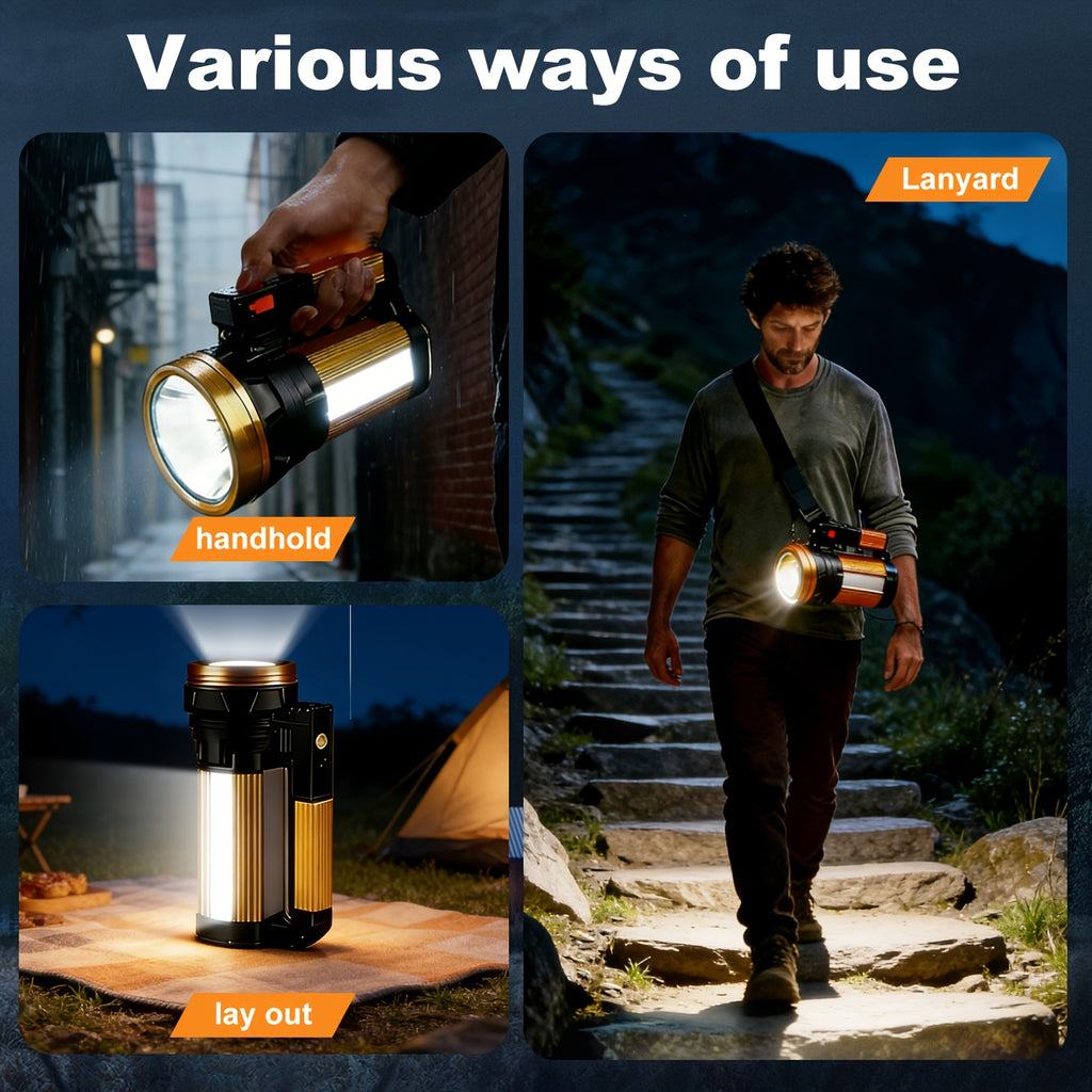 2400mAh Rechargeable LED Flashlight with Zoom and Adjustable Brightness, Portable Handheld Outdoor Light in Single or Two-Piece Options
