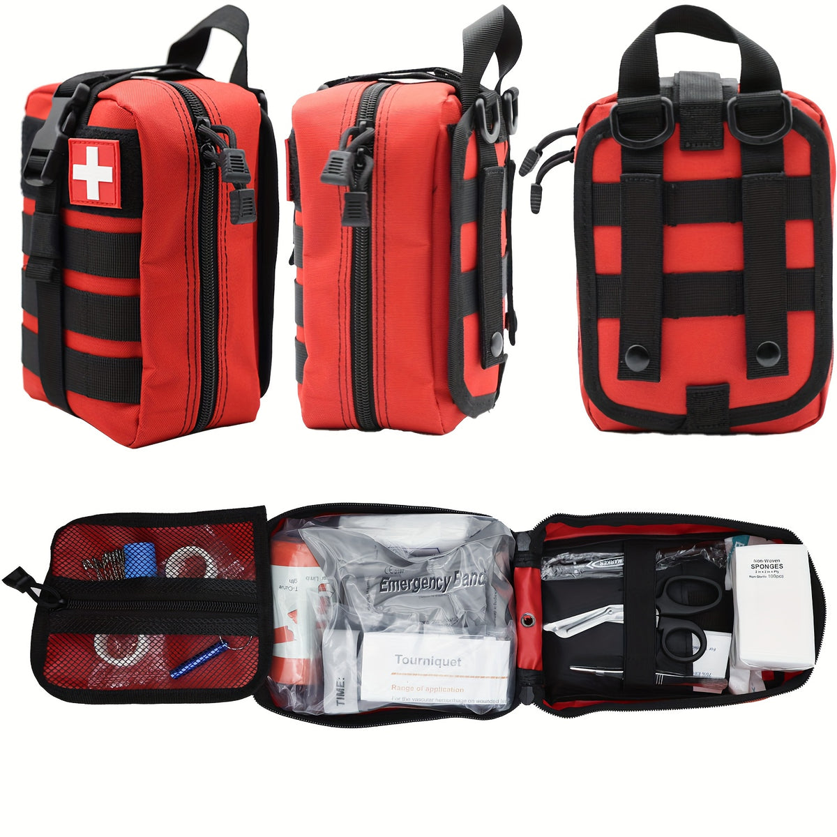 247-Piece First Aid Pouch Kit with Listed Tourniquet and Trauma Bandage, EH247 Emergency Supply Set for Home, Car, Camping and Travel Preparedness