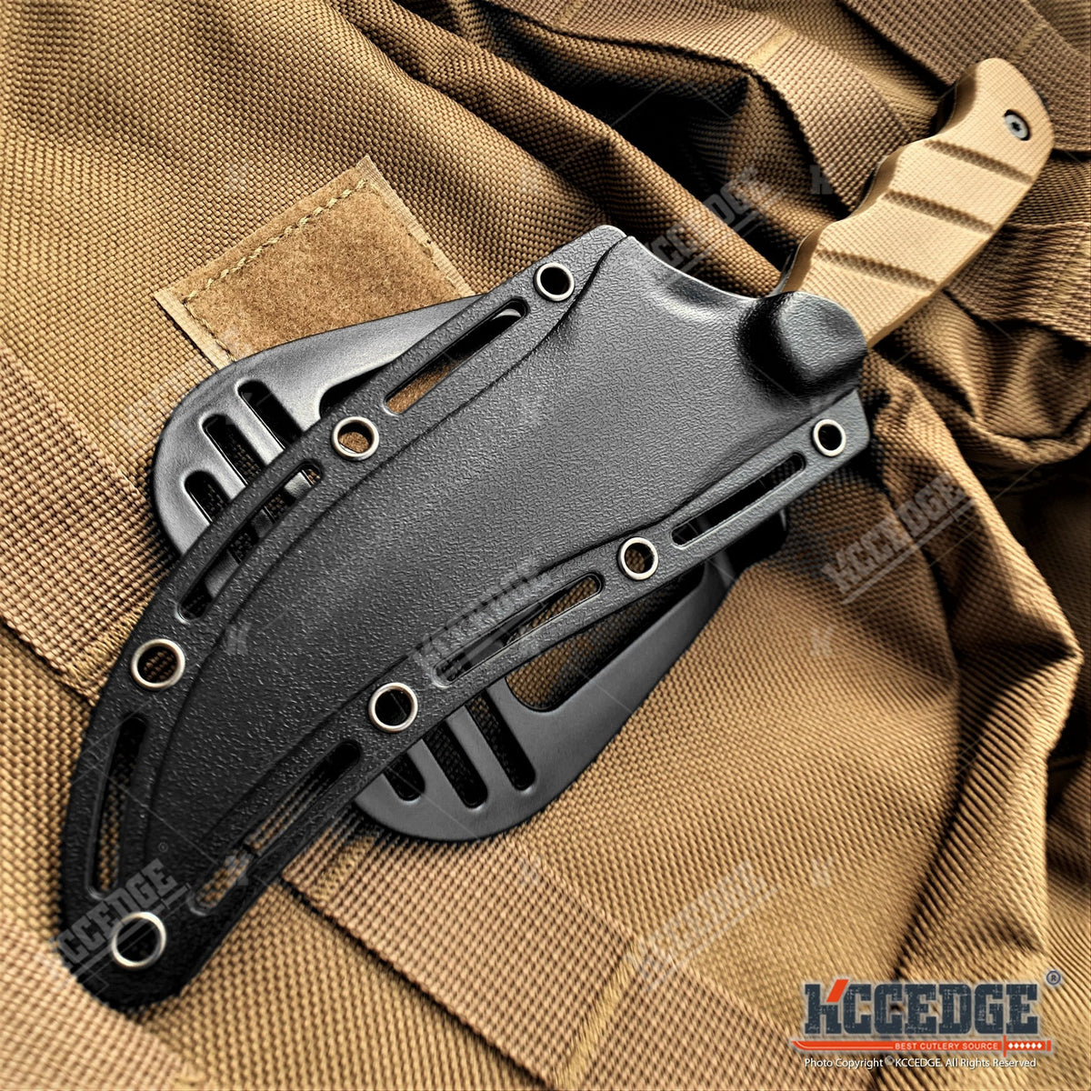 Trailing Point Hunting Knife, 9-Inch Listed Full Tang Fixed Blade with Stainless Steel Construction for Adult Outdoor Cutting, Black Silver or Desert Tan