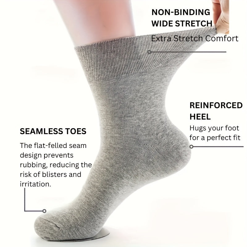 Women's Non-Binding Socks in Random Colors, Soft Elastic Everyday Sock Multipacks with 5, 10 or 15 Pair Options and Hand-Wash Care