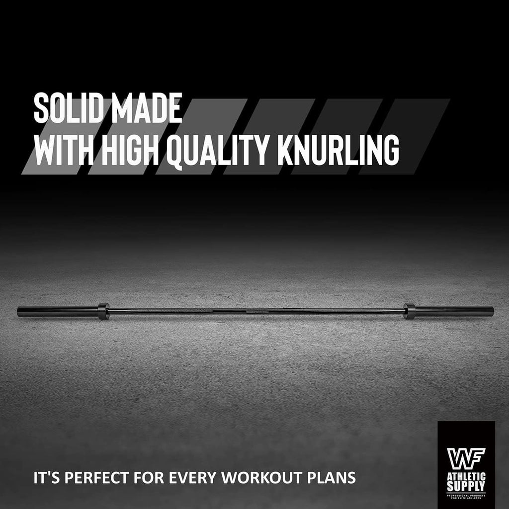 6-Foot Barbell Bar for 2-Inch Weight Plates by CAPHAUS, Chrome or Black Weightlifting Bar for Strength Training and Home Gym Workouts