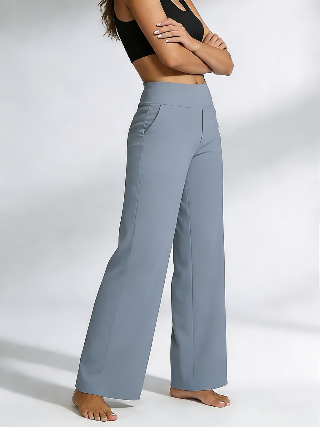 2-Piece Women's High-Waisted Straight-Leg Yoga Pants Set