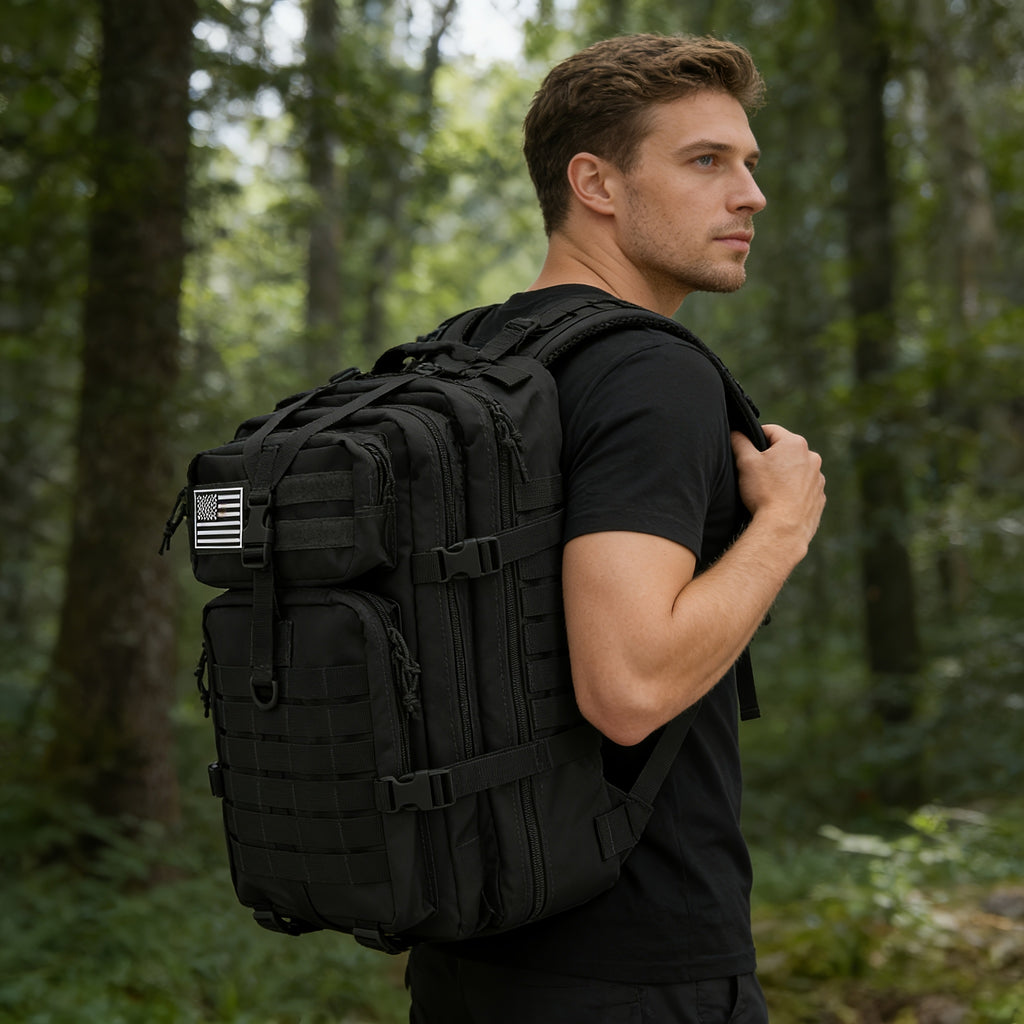 900D MOLLE Tactical Backpack with 17-Inch Laptop Compartment, Expandable 11.89-Gallon Multi-Pocket Rucksack for Hiking, Camping and Travel