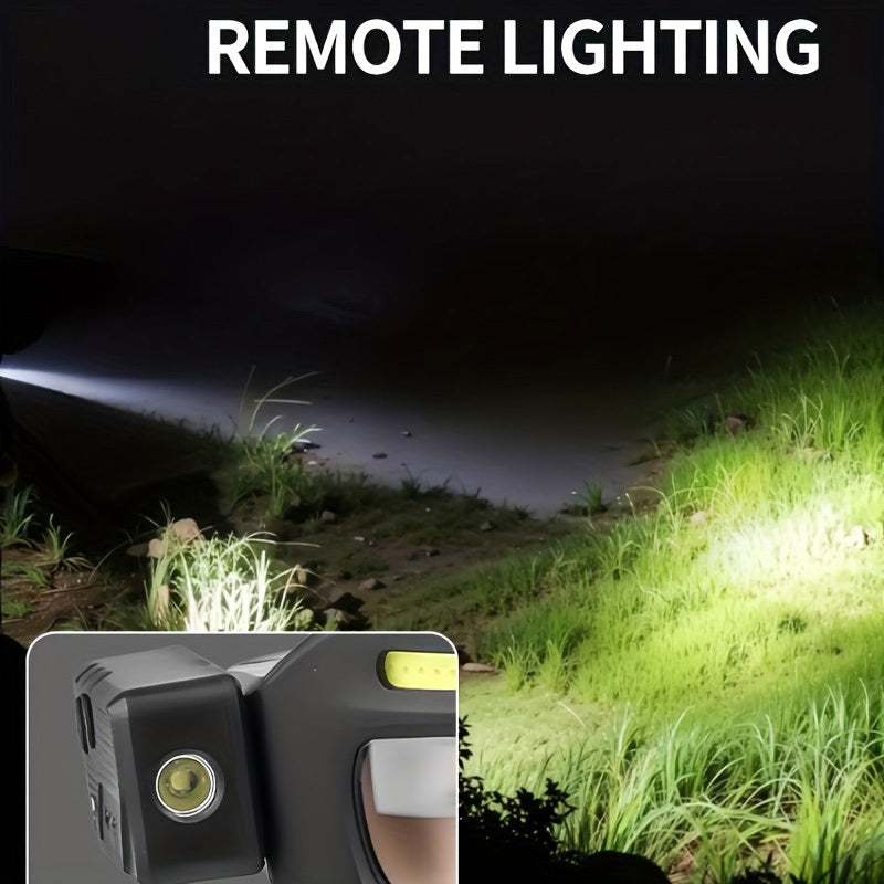 Glasses-Style LED Headlamp with Rotatable Beam, Adjustable Brightness and Independent Controls, Blue Hands-Free Light for Night Fishing and Craft Tasks