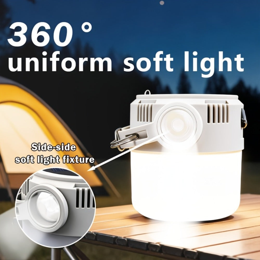 6-Mode Solar Camping Lantern with USB Rechargeable LED Light, Power Bank Function and Hanging Hook, Portable Outdoor Lamp in 2 or 4 Pack Options