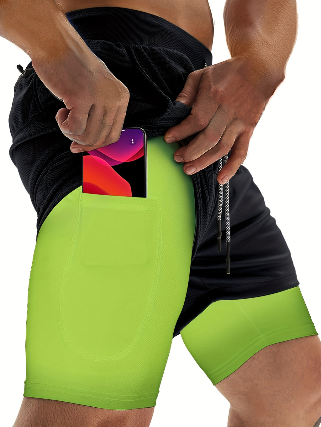 Men's 2-in-1 Running Shorts, 2-Piece Color Sets