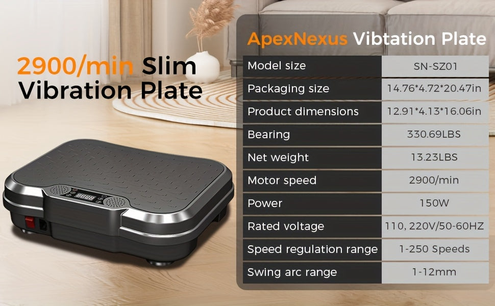 Vibration Plate with Resistance Ropes and Remote Control, 330 lb Capacity Black Exercise Platform with Wireless Connection for Home Gym Workouts