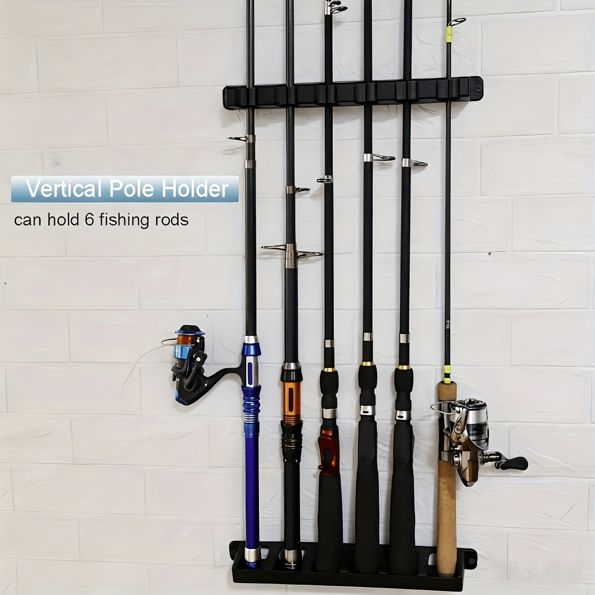 Black Fishing Rod Wall Holder with Foam Grip Sections, Multi-Slot Pole Storage Organizer for Garage and Fishing Gear, Listed 1pc Option